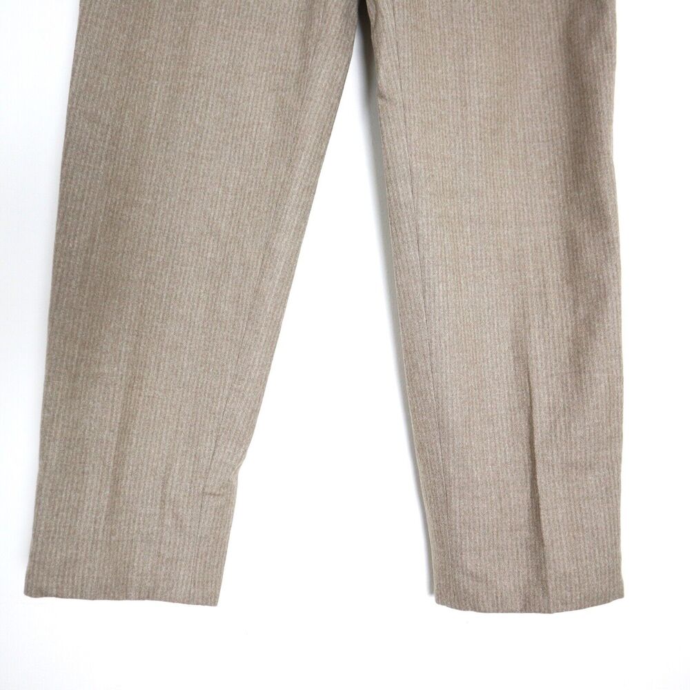 Piazza Sempione Audrey Wool Blend Capri Pant Camel Pinstripe Flat Front - Picture 5 of 12